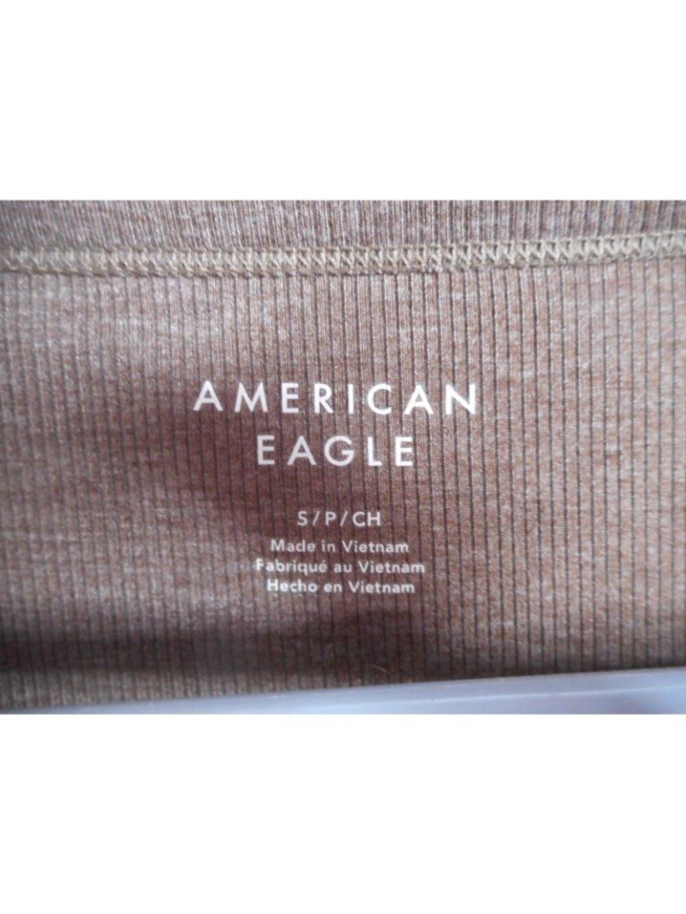American Eagle Body Suit Women Sz S Thong Brown Ribbed Knit Stretch - Picture 2 of 4